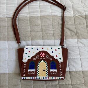 Gingerbread House Design Brown Crossbody Bag